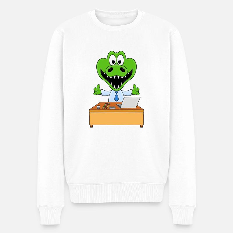 CHEF - MITARBEITER - ARBEIT - JOB - KROKODIL - Männer Premium Bio Pullover - Weiß