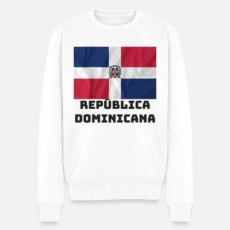 Dominikanische Republik Flagge - Männer Premium Bio Pullover - Weiß