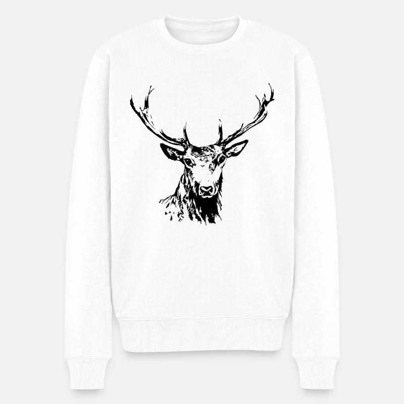 Cerf - Pull Premium bio Homme - blanc