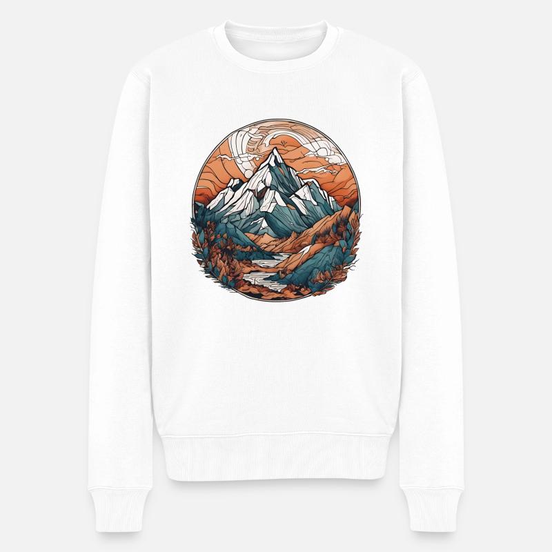 Berg Landschaft - Männer Premium Bio Pullover - Weiß