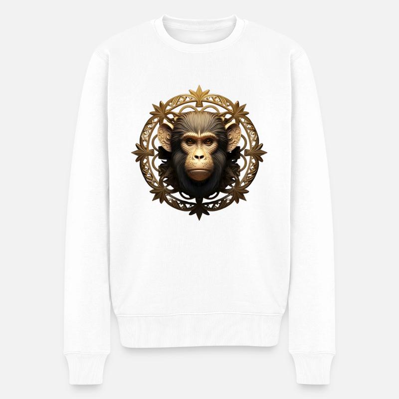 Monkey Logo - Pull Premium bio Homme - blanc