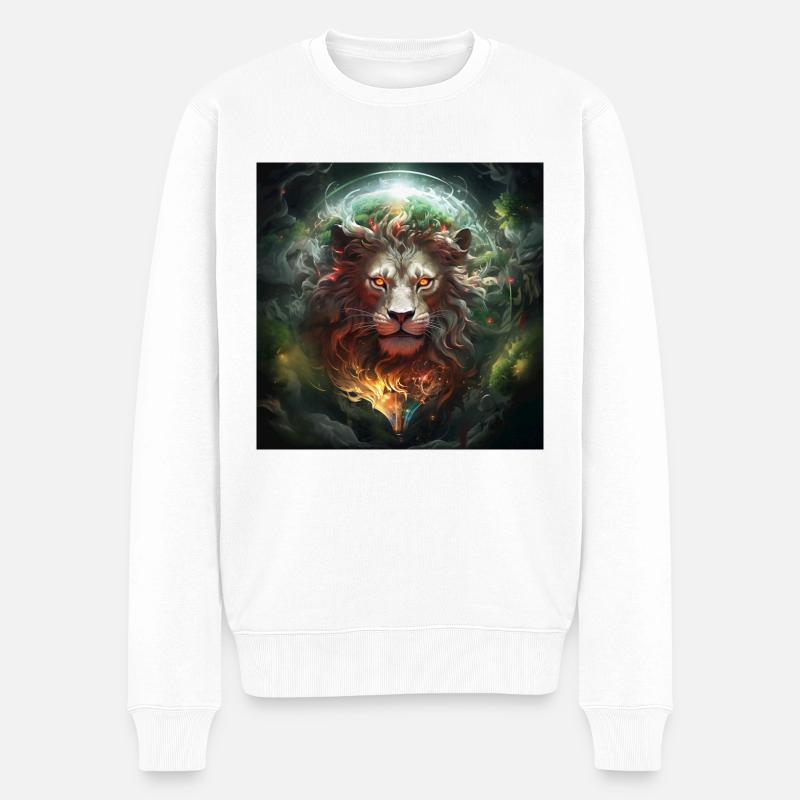 Genialer Löwe - Männer Premium Bio Pullover - Weiß