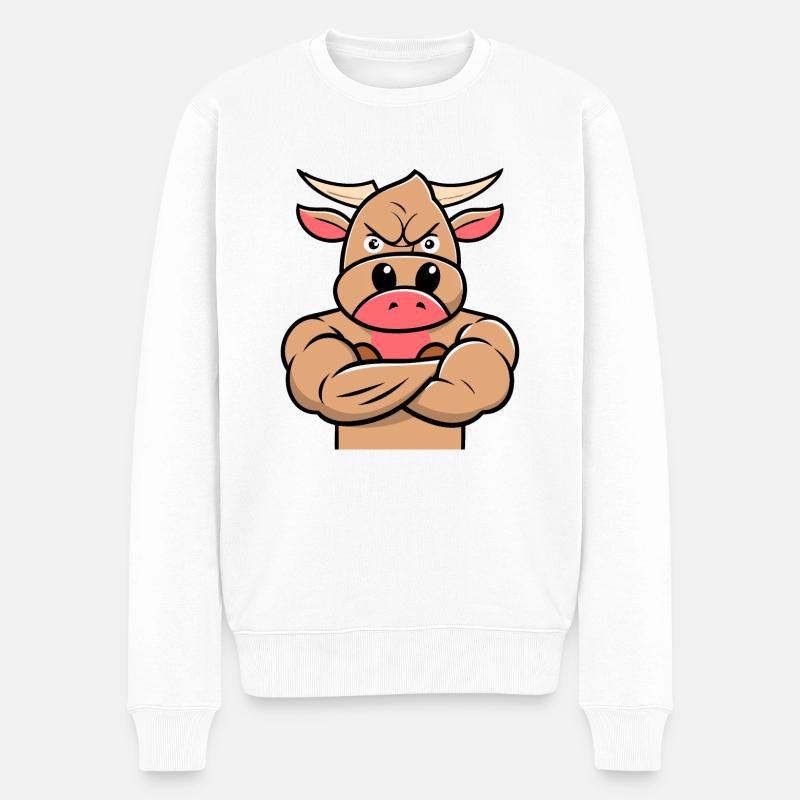Stier - Männer Premium Bio Pullover - Weiß