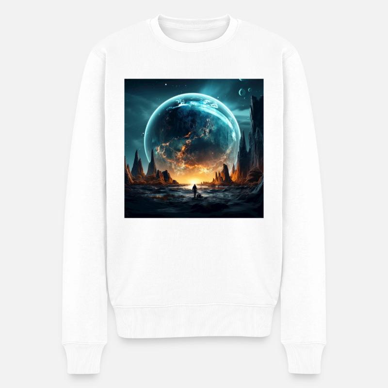 Galaktische Kollision - Männer Premium Bio Pullover - Weiß