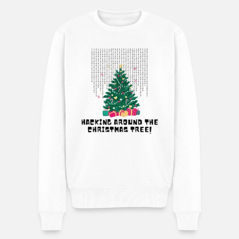 Hacking Around The Christmas Tree - Männer Premium Bio Pullover - Weiß