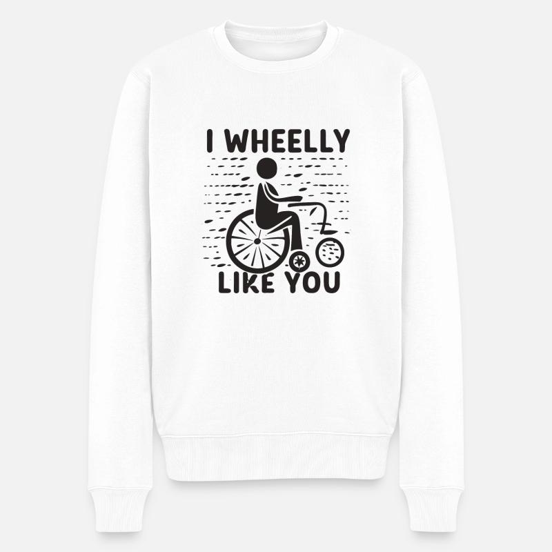 Rollstuhlfahrer - Männer Premium Bio Pullover - Weiß