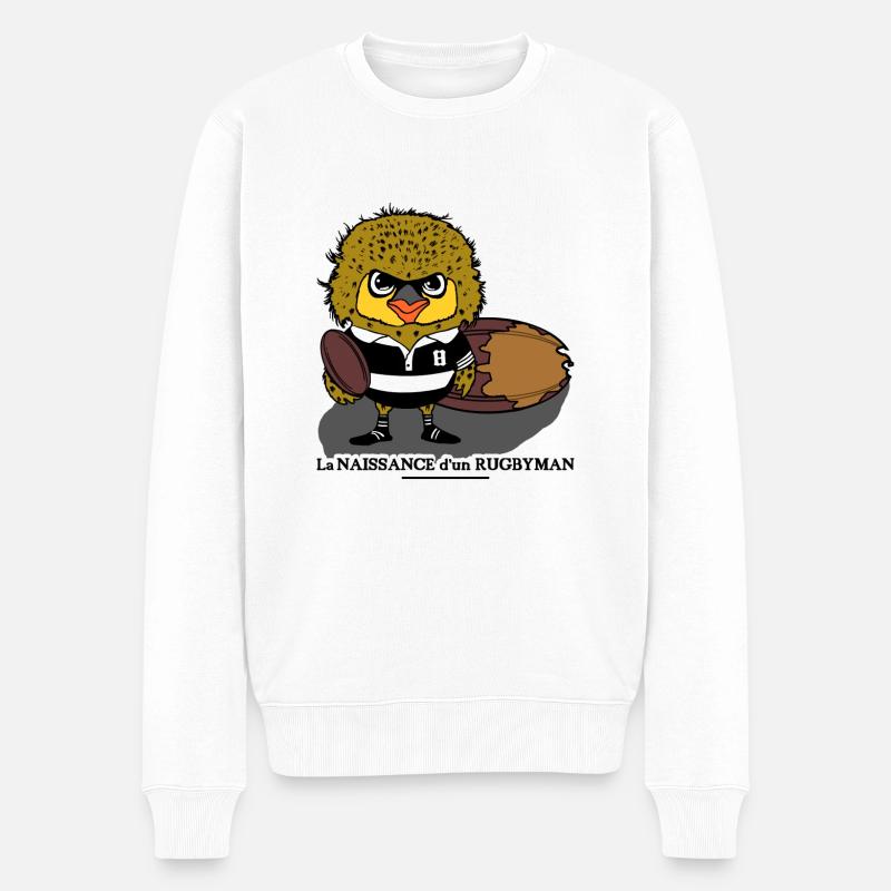 LA NAISSANCE D'UN RUGBYMAN ! - Pull Premium bio Homme - blanc