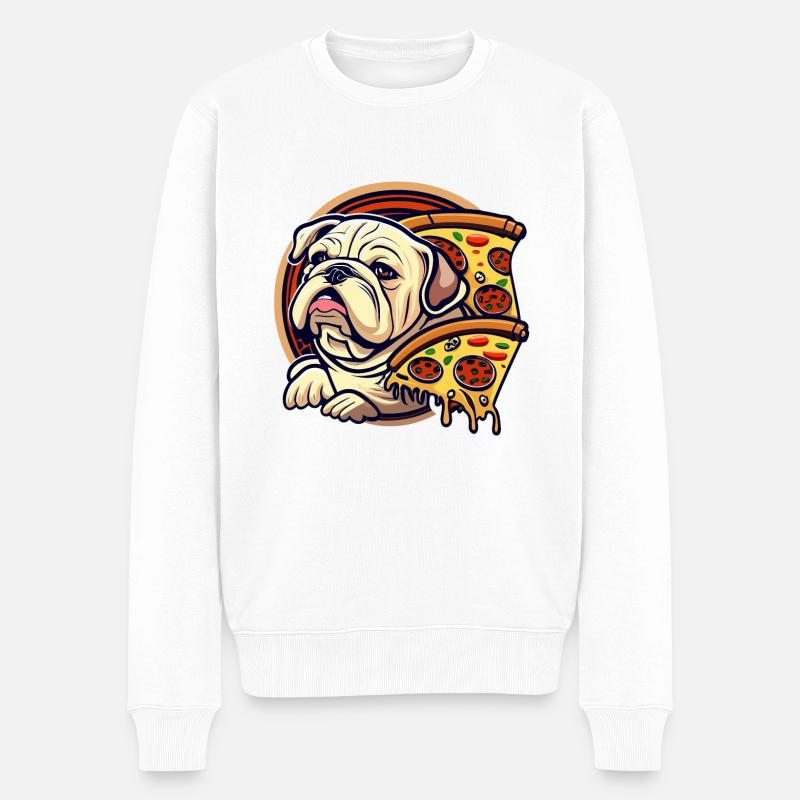 Pizza - Männer Premium Bio Pullover - Weiß