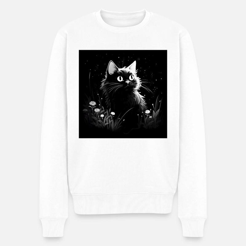 Chat en noir et blanc - Pull Premium bio Homme - blanc