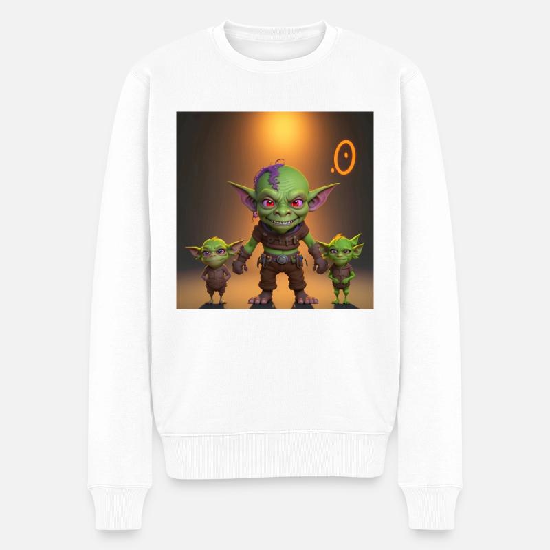 Goblin Familie - Männer Premium Bio Pullover - Weiß