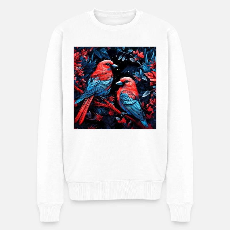 Neonvögel im Neon-Stil - Männer Premium Bio Pullover - Weiß