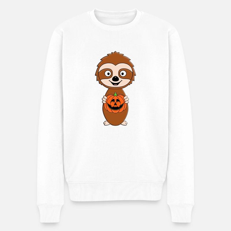FAULTIER - HALLOWEEN - KÜRBIS - SCHNITZEN - TIER - Männer Premium Bio Pullover - Weiß