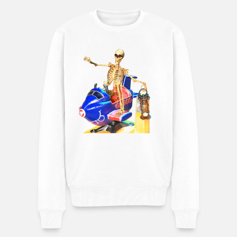 Der Sensenmann am Jahrmarkt - Männer Premium Bio Pullover - Weiß