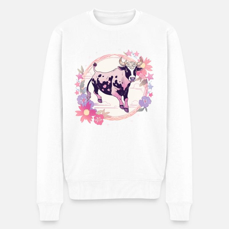 Lila muh muh - Männer Premium Bio Pullover - Weiß