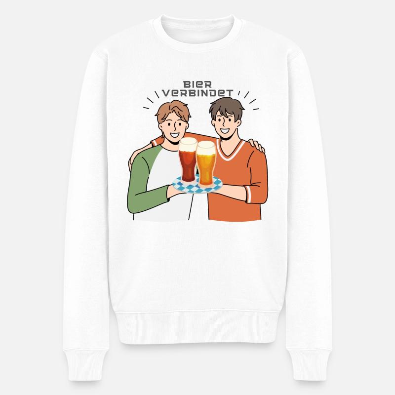 Bier Verbindet - Männer Premium Bio Pullover - Weiß