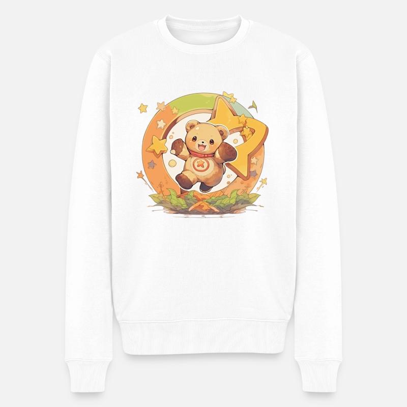 Kawaii Teddybär - Männer Premium Bio Pullover - Weiß