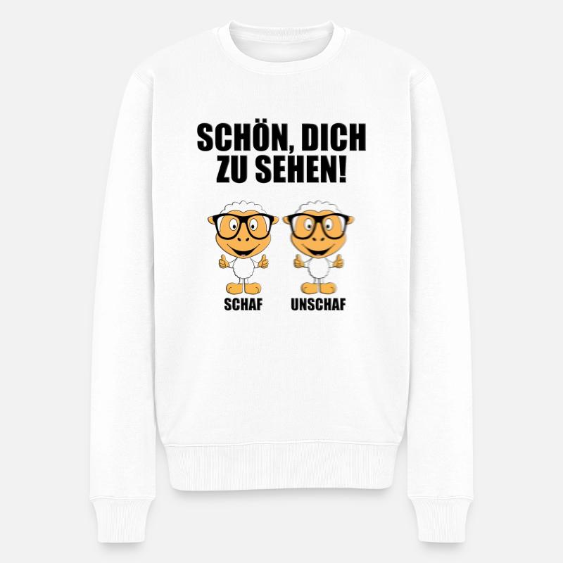 SCHAF - BRILLE - OPTIKER - SCHÖN, DICH ZU SEHEN! - Männer Premium Bio Pullover - Weiß