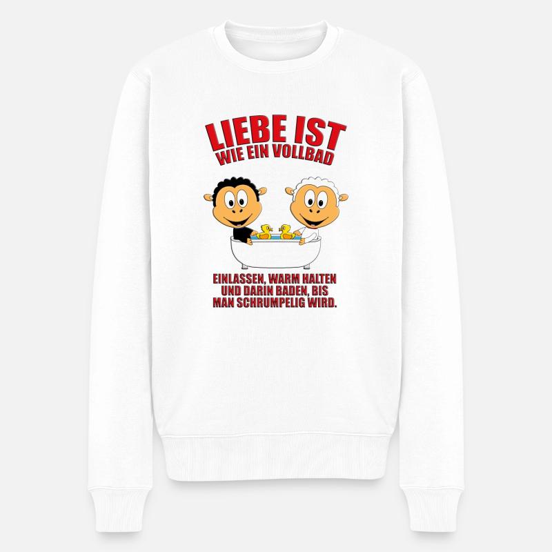 SCHAFE - SCHAF - BADEWANNE - LIEBE - LOVE - TIERE - Männer Premium Bio Pullover - Weiß