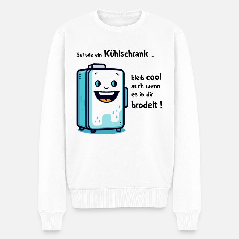 Lustiges Design „Bleib Cool" - Männer Premium Bio Pullover - Weiß