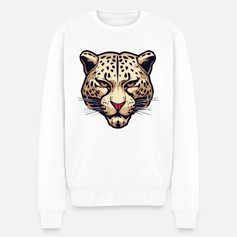 Léopard / guépard / Animal / Animal imprimé / motif - Pull Premium bio Homme - blanc