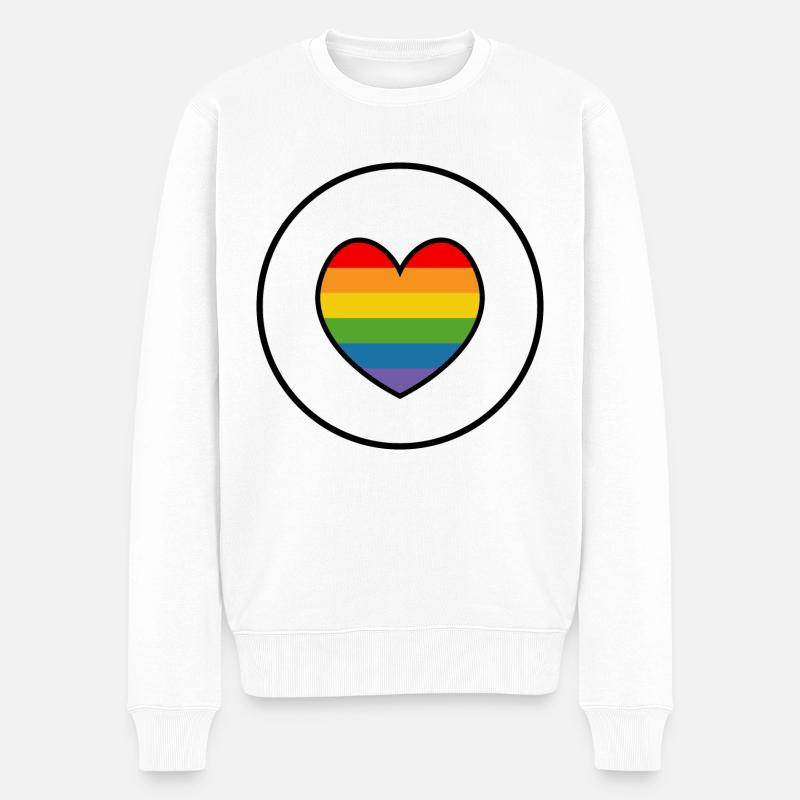 LGBT QUEER HERZ round black - Männer Premium Bio Pullover - Weiß