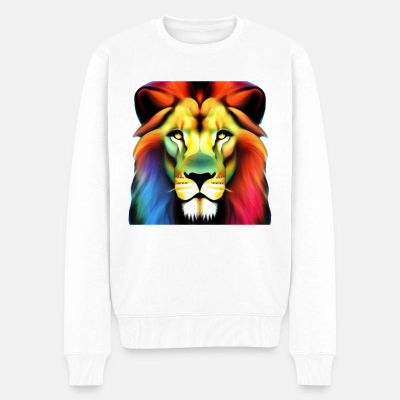 Lion Colored - Männer Premium Bio Pullover - Weiß