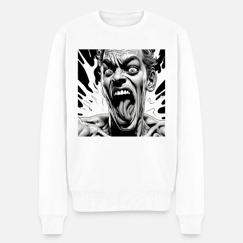 Halluzinierter Mann - Männer Premium Bio Pullover - Weiß
