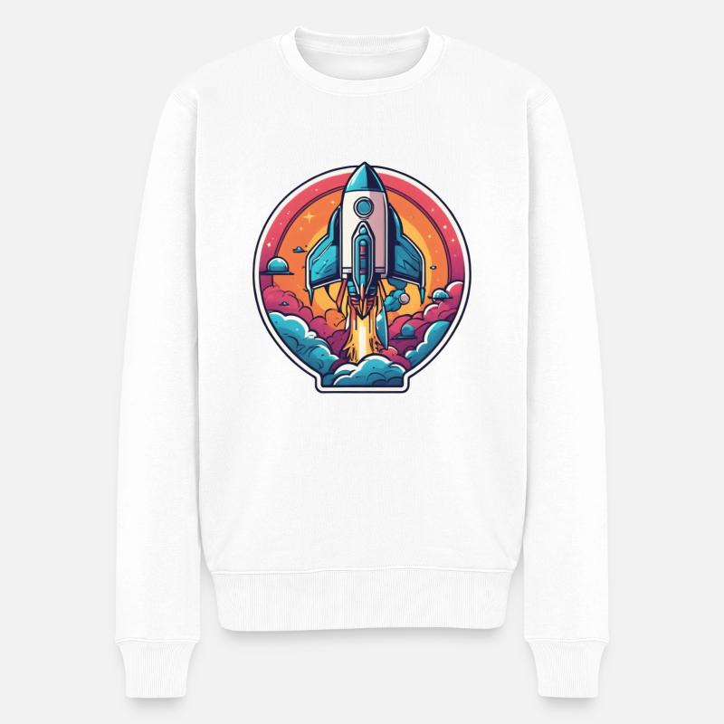 Rakete - Männer Premium Bio Pullover - Weiß