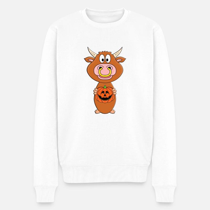 KÜRBIS SCHNITZEN - HALLOWEEN - BULLE - STIER - KUH - Männer Premium Bio Pullover - Weiß