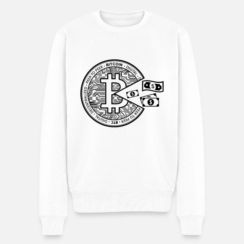 BTC Bitcoin - Männer Premium Bio Pullover - Weiß
