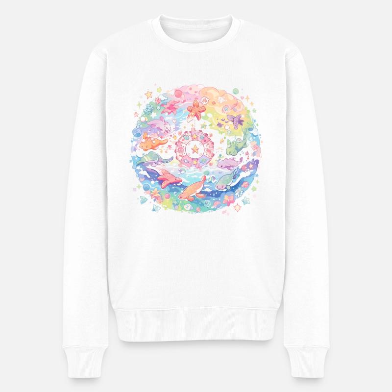 Niedliche Meerestiere - Männer Premium Bio Pullover - Weiß