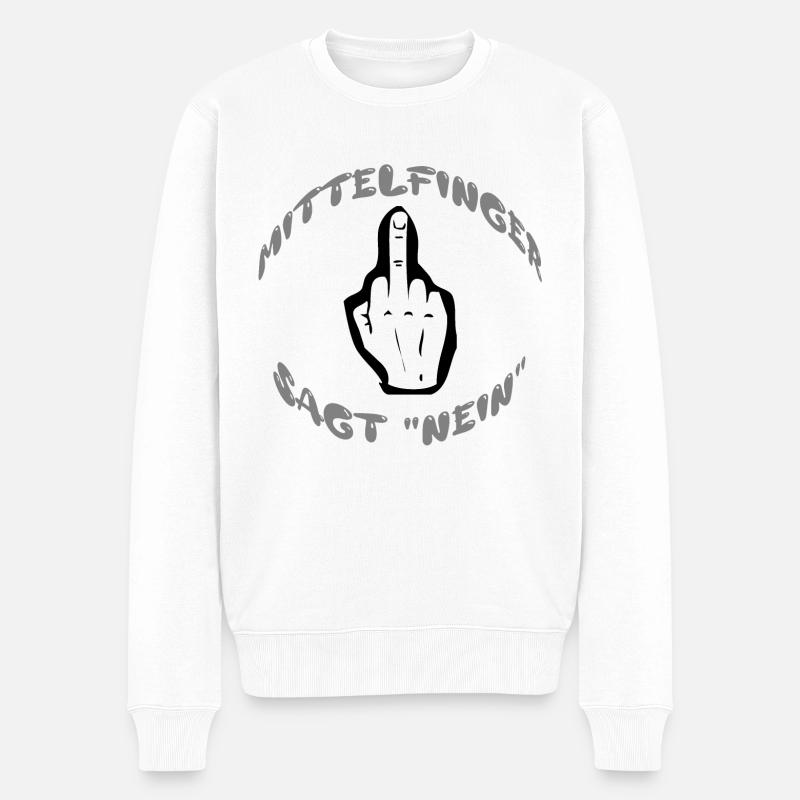 Mittelfinger sagt "nein" - Männer Premium Bio Pullover - Weiß