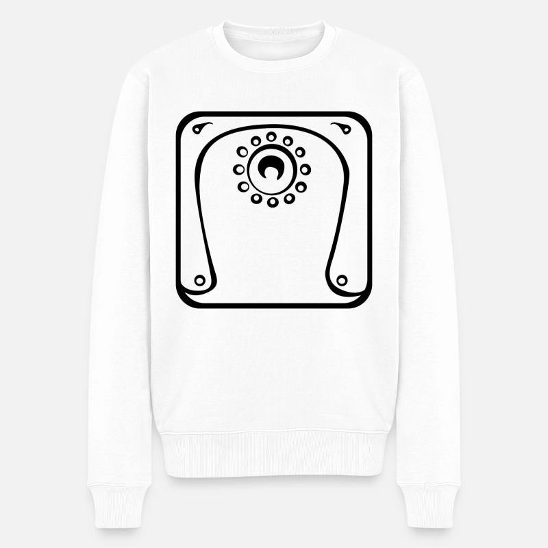 9 Kin Maya Mond BLK - Männer Premium Bio Pullover - Weiß