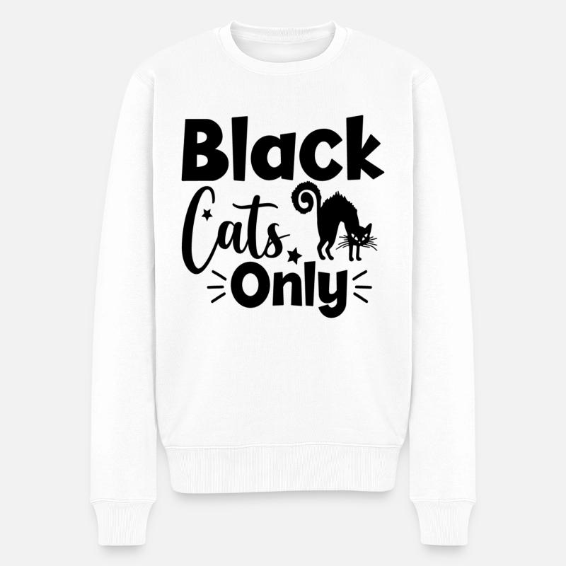 Black Cats Only - Männer Premium Bio Pullover - Weiß