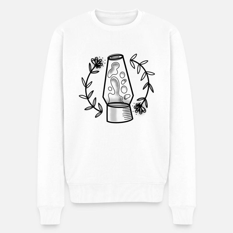 Witchcore dessiné à la main lampe à lave et fleurs - Pull Premium bio Homme - blanc