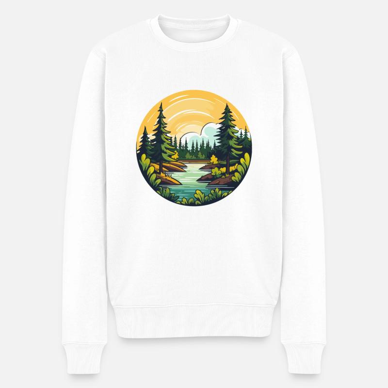 Natur im Nadelwald - Männer Premium Bio Pullover - Weiß