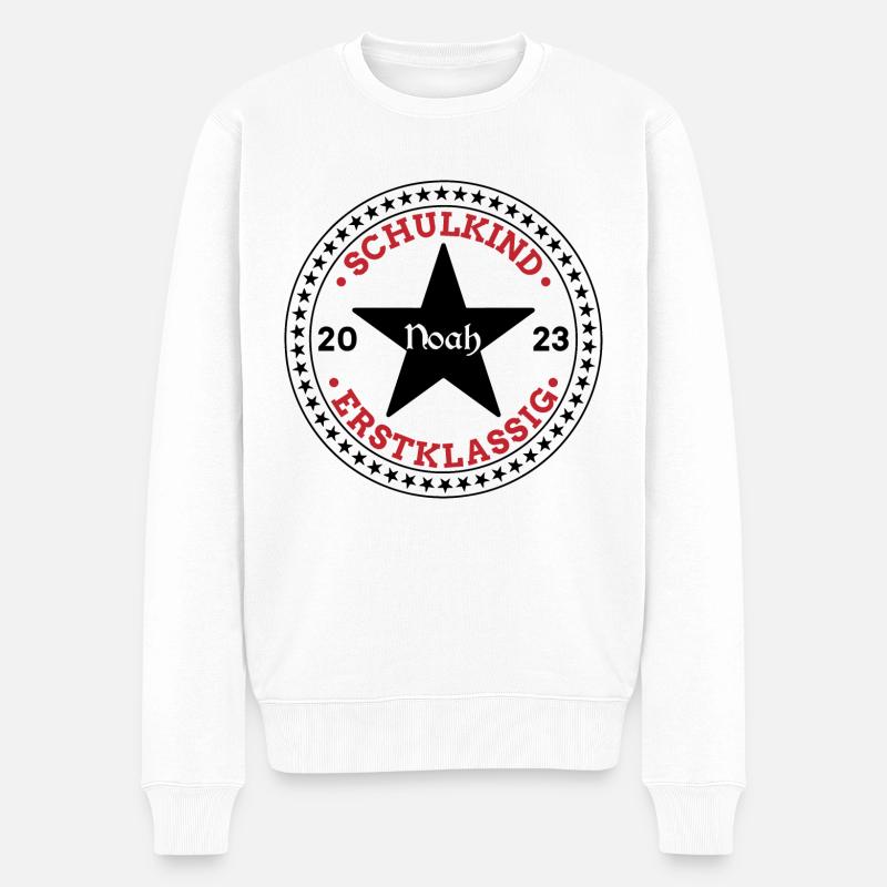 Schulkind 2023 Noah Schüler Erstklassig - Männer Premium Bio Pullover - Weiß