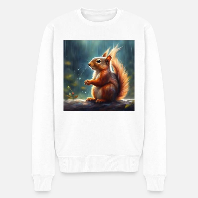 Eichhörnchen im Regen - Männer Premium Bio Pullover - Weiß