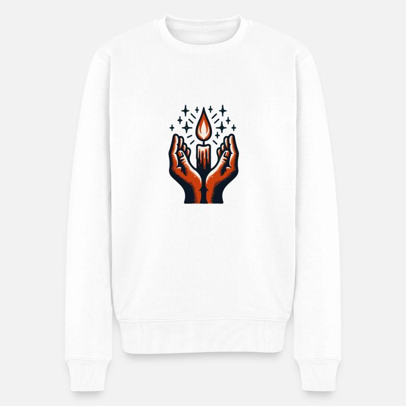 Hoffnungsvolles Weihnachtslicht🎅🏼🕯️ - Männer Premium Bio Pullover - Weiß