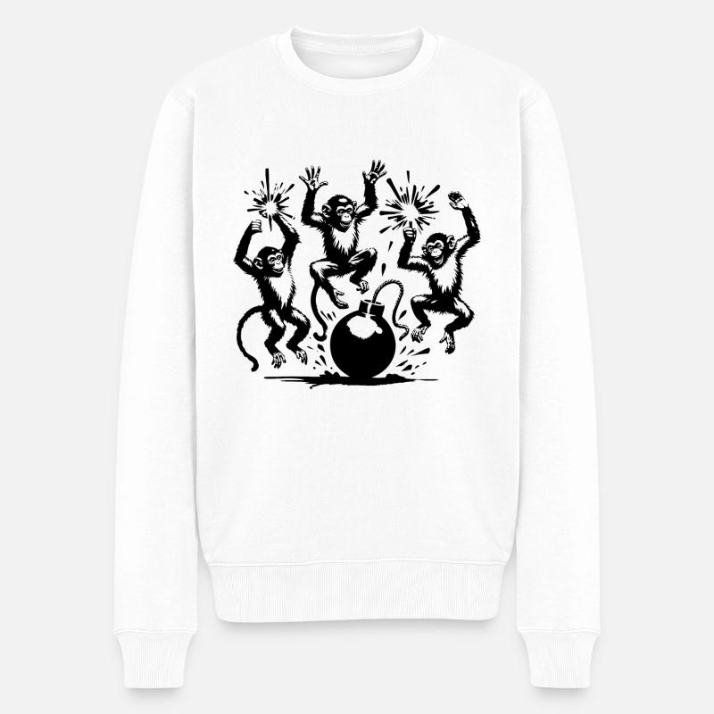 Des singes en guerre - Pull Premium bio Homme - blanc