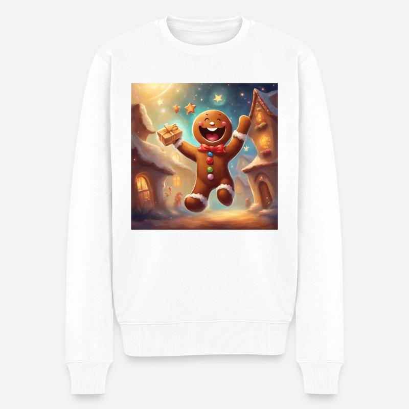 Tanzender Lebkuchenmann - Männer Premium Bio Pullover - Weiß
