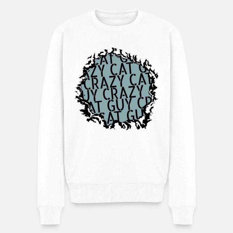 Sweats à capuche et sweat-shirts chat noir geek big cat - Pull Premium bio Homme - blanc