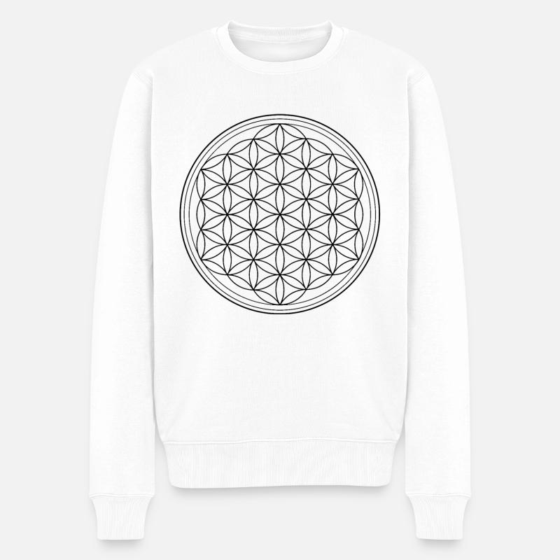 Flower of Live Blume des Lebens Schutzsymbol - Männer Premium Bio Pullover - Weiß