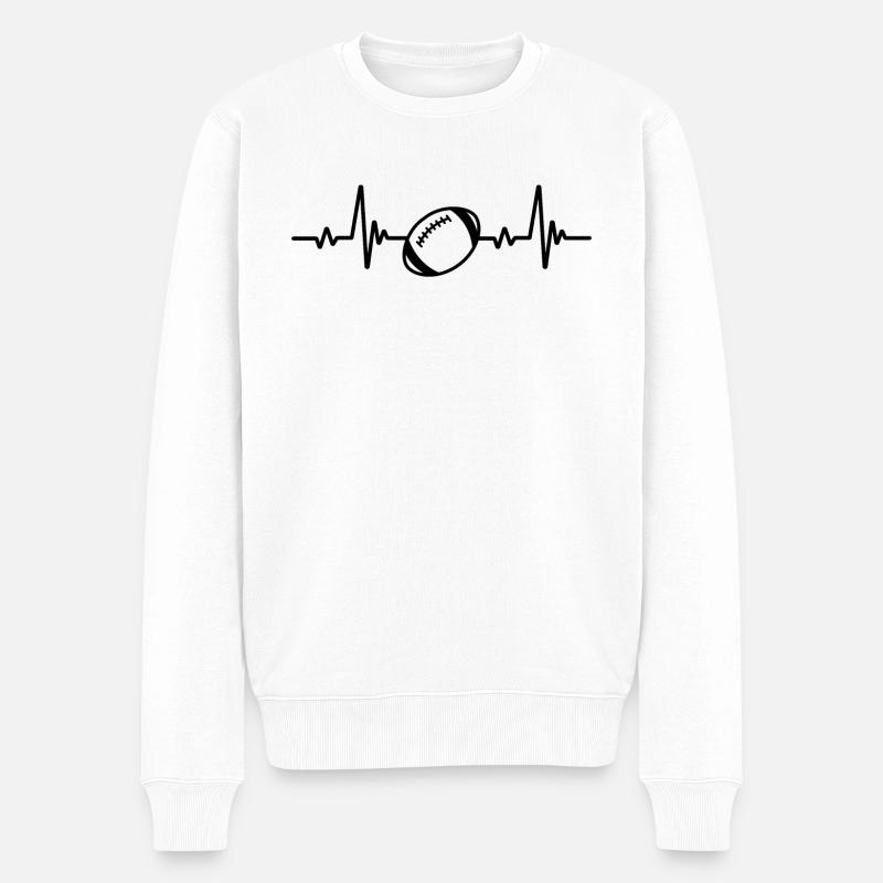 Rugby Herzschlag Rugby Geschenkidee - Männer Premium Bio Pullover - Weiß