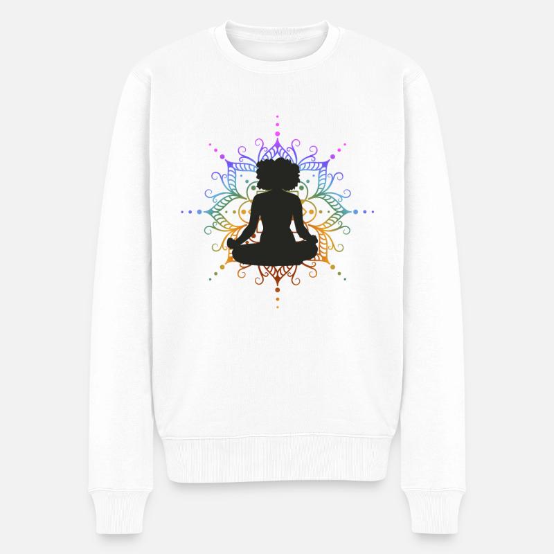 Yoga Meditation Mandala - Männer Premium Bio Pullover - Weiß