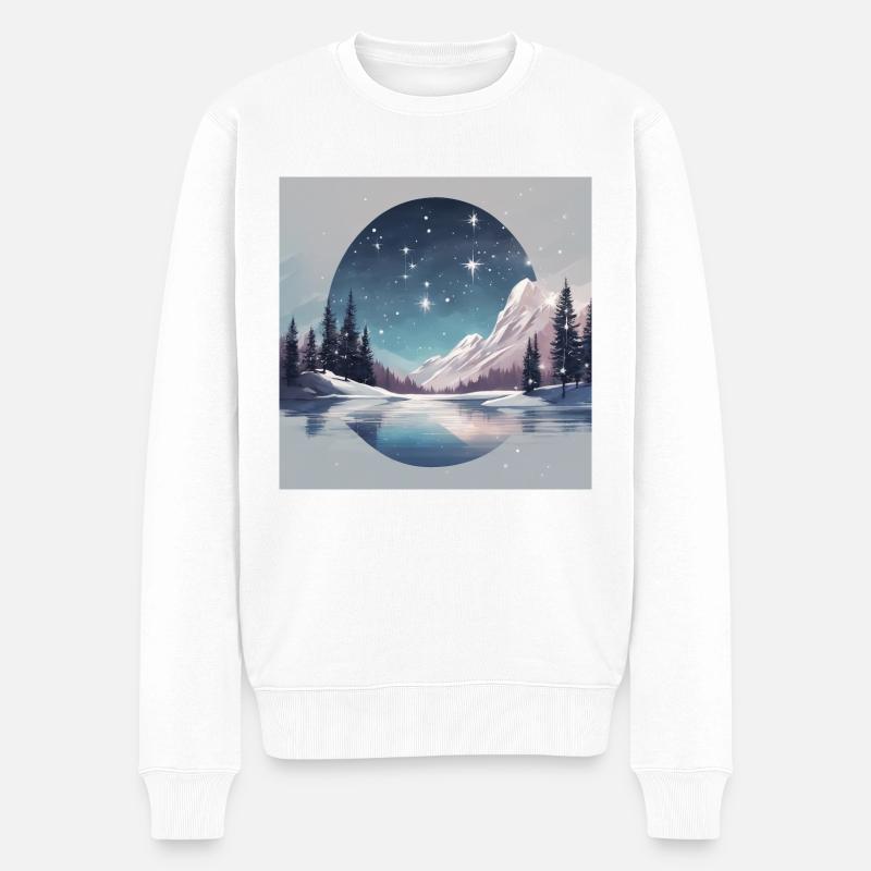 Postkarten Winterlandschaft - Männer Premium Bio Pullover - Weiß