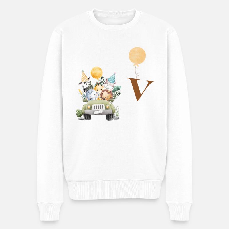 Buchstabe V Safari - Männer Premium Bio Pullover - Weiß
