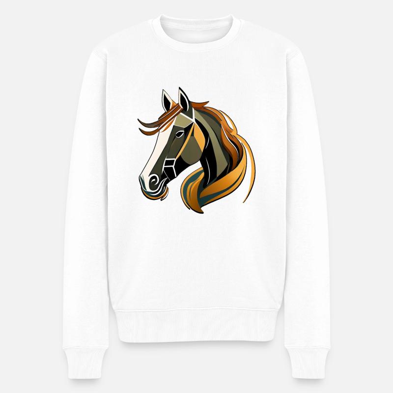 Pferd - Männer Premium Bio Pullover - Weiß
