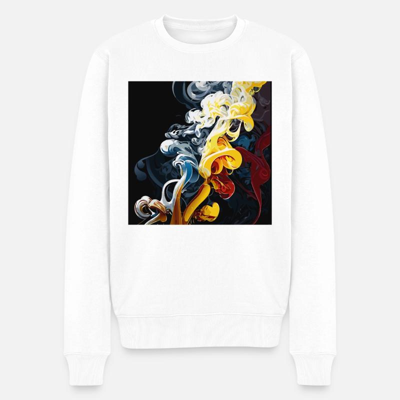 Rauchende Blume (Kunstwerksammlung) - Männer Premium Bio Pullover - Weiß