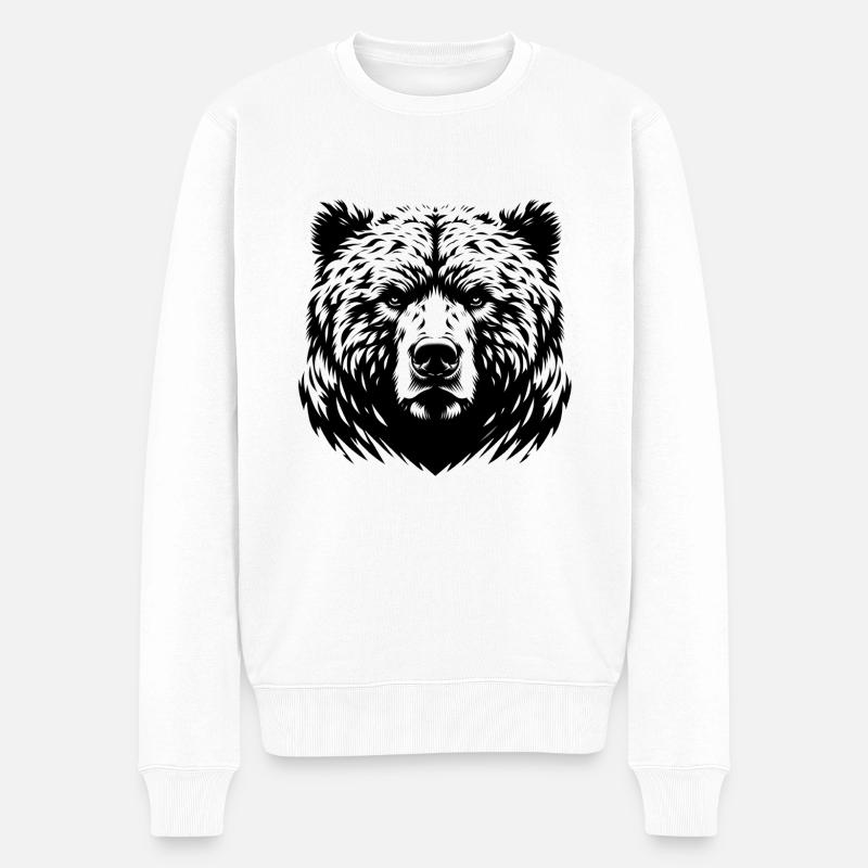 Mächtiger Bär | Powerful bear - Männer Premium Bio Pullover - Weiß